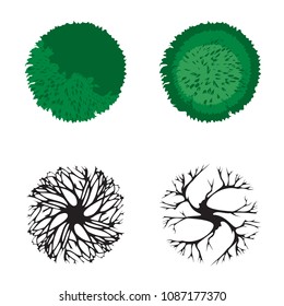 vector illustration tree, top view.