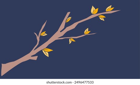 Vector illustration of a tree trunk with few leaves