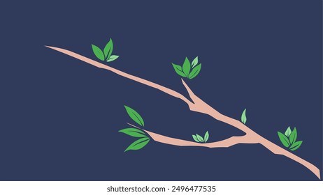 Vector illustration of a tree trunk with few leaves