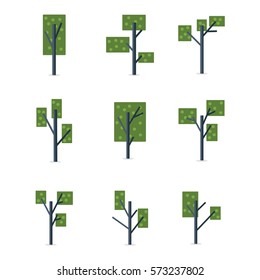 Vector illustration of tree various set collection stock