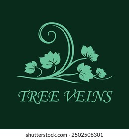 A vector illustration of tree veins with green leaves growing out of them, combining natural elements and organic design. Ideal for eco-friendly and botanical themes.