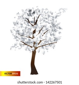 Vector illustration  tree in winter