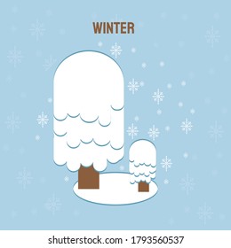 ilustración vectorial del árbol en temporada invernal