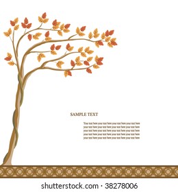Vector illustration of a tree with yellow and red leaves