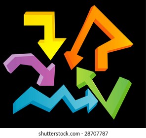 Vector illustration of tree-d arrows