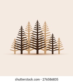 Vector illustration of trees in brown color