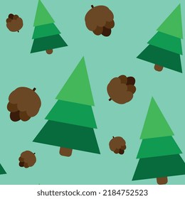 Vector illustration. Trees and cones. Pattern for printing on fabric.