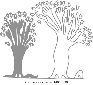 Vector illustration: trees of creation