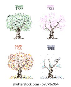 Vector illustration with trees in fur season