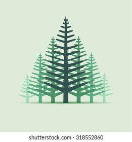 Vector illustration of trees in green color