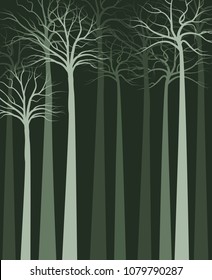 Vector illustration trees. Landscape background with forest