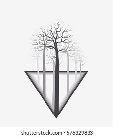 Vector illustration trees. Landscape background with forest