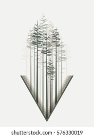 Vector illustration trees. Landscape background with forest