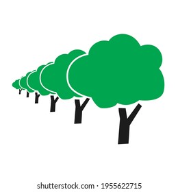 Vector illustration of trees lined up from closest to farthest.