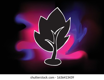 Vector Illustration of Trees Nature with Colorful Neon Background