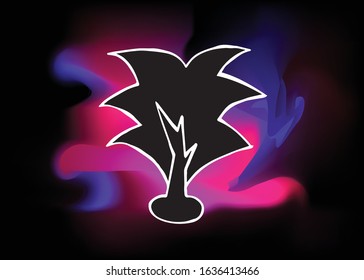 Vector Illustration of Trees Nature with Colorful Neon Background