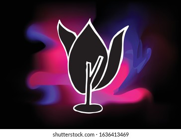 Vector Illustration of Trees Nature with Colorful Neon Background