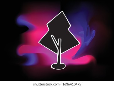 Vector Illustration of Trees Nature with Colorful Neon Background