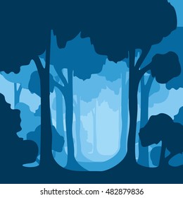 Vector illustration of trees with on edge of forest.