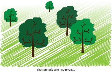 Vector illustration of trees on glade
