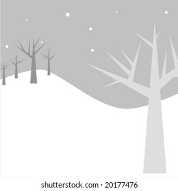 vector illustration with trees and on the hill