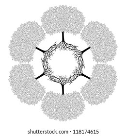Vector illustration with trees and place for text.