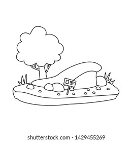 Vector illustration of trees and sand icon. Collection of trees and grass stock symbol for web.