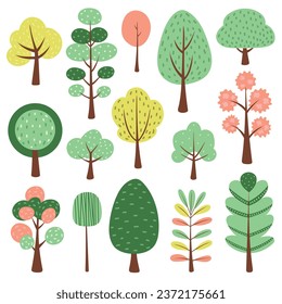 Vector illustration of trees. Scandinavian style trees.