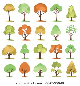 Vector illustration of trees. Simple style trees.