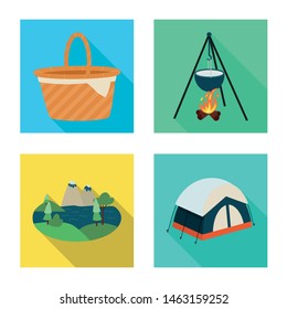 Vector illustration of trekking and wildlife logo. Set of trekking and leisure vector icon for stock.