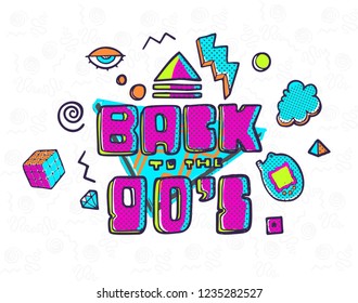 Vector illustration in trendy 80s-90s memphis style.