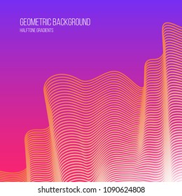 Vector illustration of trendy blend background. 3D line geometric gradient art. Concept graphic element. For list, front page, mockup, brochure, banner, cover, booklet, print, flyer, book, blank, a4