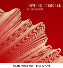 Vector illustration of trendy blend background. 3D line geometric gradient art. Concept graphic element. For list, front page, mockup, brochure, banner, cover, booklet, print, flyer, book, blank, a4