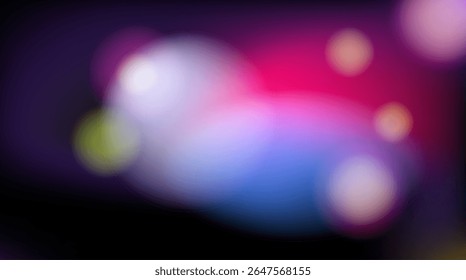 Vector illustration in trendy bokeh style with soft glowing circles in pink, purple, blue, and green tones. The abstract gradient background reflects current digital art and vibrant color trends.