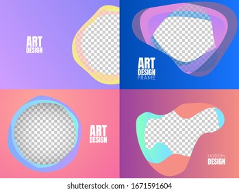 Vector illustration. Trendy color banners. Editable frames with transparent background. Minimalist gradient shapes. Fluid and liquid concept.  A4 size