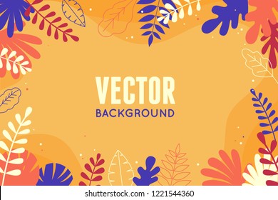 Vector illustration in trendy flat and linear style - abstract simple background with leaves and plants and copy space for text - floral banner, cover design, poster - 