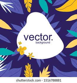 Vector illustration in trendy flat and linear style - background with copy space for text -  plants and leaves