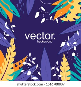 Vector illustration in trendy flat and linear style - background with copy space for text -  plants and leaves