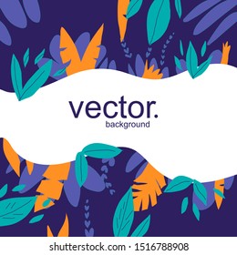 Vector illustration in trendy flat and linear style - background with copy space for text -  plants and leaves