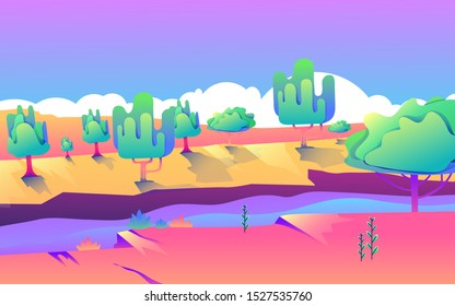 Vector illustration in trendy flat and linear style - background with copy space for text - plants  leaves and forest landscape - background for banner  greeting card  poster and advertising