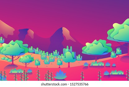 Vector illustration in trendy flat and linear style - background with copy space for text - plants  leaves and forest landscape - background for banner  greeting card  poster and advertising