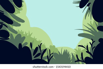 Vector illustration in trendy flat and linear style - background with copy space for text - green plants and leaves	
