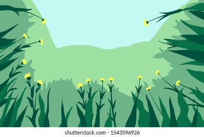 Vector illustration in trendy flat and linear style - background with copy space for text - green plants and leaves