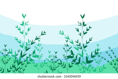 Vector illustration in trendy flat and linear style - background with copy space for text - green plants and leaves