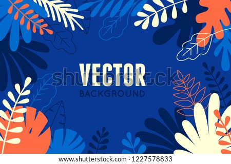Vector illustration in trendy flat and linear style - abstract simple background with leaves and plants and copy space for text - floral banner, cover design, poster