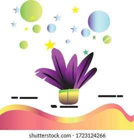 Vector illustration in trendy flat simple style -purple plant