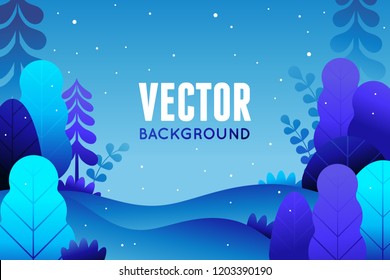 Vector illustration in trendy flat  style - background with copy space for text - winter landscape - background for banner, greeting card, poster and advertising - happy new year, Christmas holidays