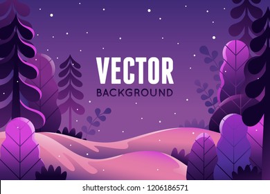 Vector illustration in trendy flat  style - background with copy space for text - winter landscape - background for banner, greeting card, poster and advertising - happy new year and Christmas 