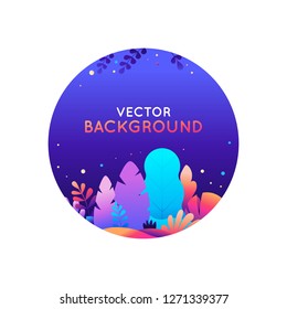 Vector illustration in trendy flat style and bright vibrant gradient colors - background with copy space for text - leaves - background for banner, greeting card, poster and advertising - magic forest