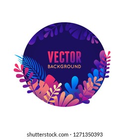 Vector illustration in trendy flat style and bright vibrant gradient colors - background with copy space for text, leaves and trees  - background for banner, greeting card, poster and advertising 